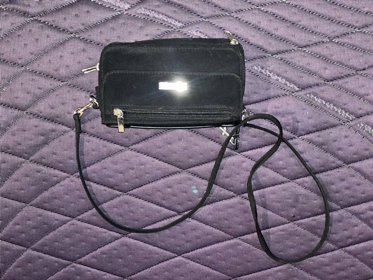 Baggallini Black Microfiber Crossbody Wallet Bag