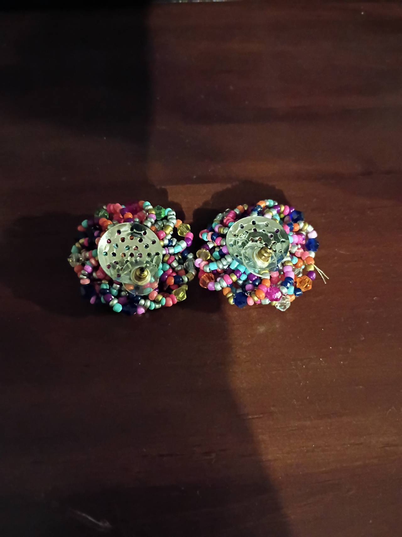 Vintage Multi-Color Beaded Cluster Earrings