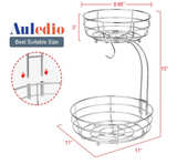 Auledio 2-Tier Countertop Fruit Vegetables Basket Bowl Storage Banana Hanger - Image 2