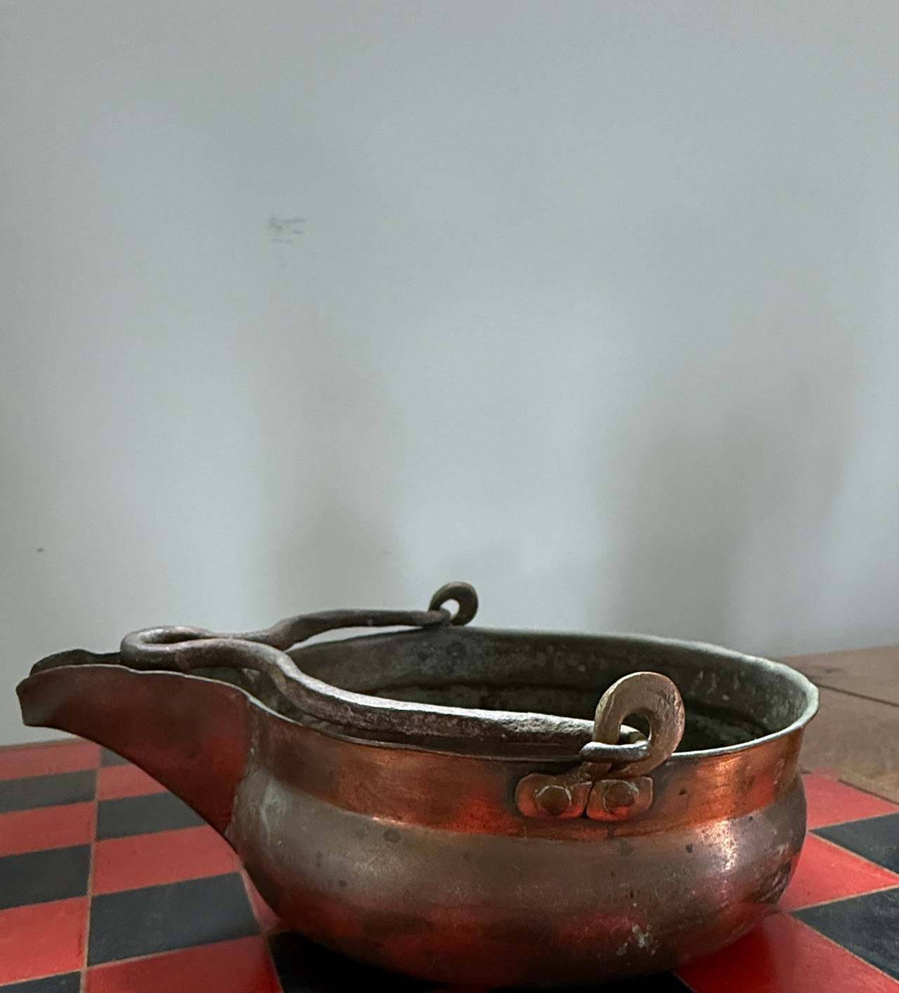 Antique Copper Cauldron with Pour Spout