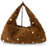 Made in Italy Brown Genuine leather 
Suede Studded Bag - Image 1