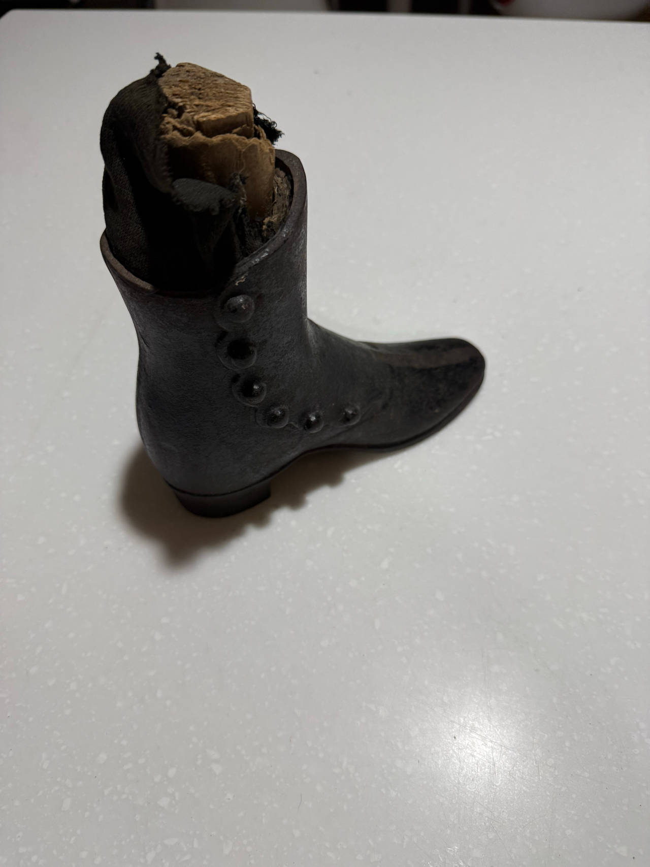 Vintage Cast Iron Victorian Button Boot Doorstop