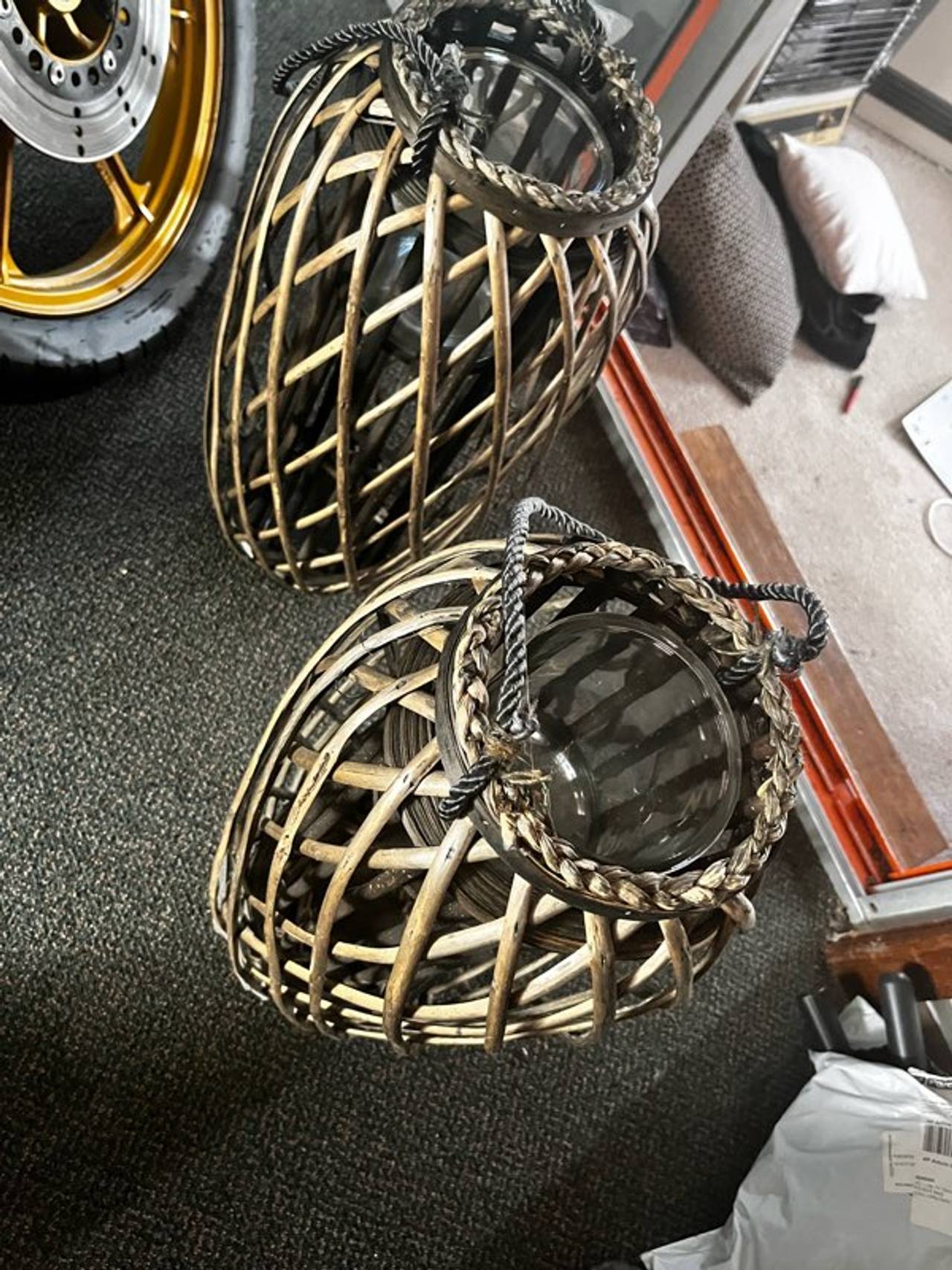 Wicker Lanterns with Glass Insert