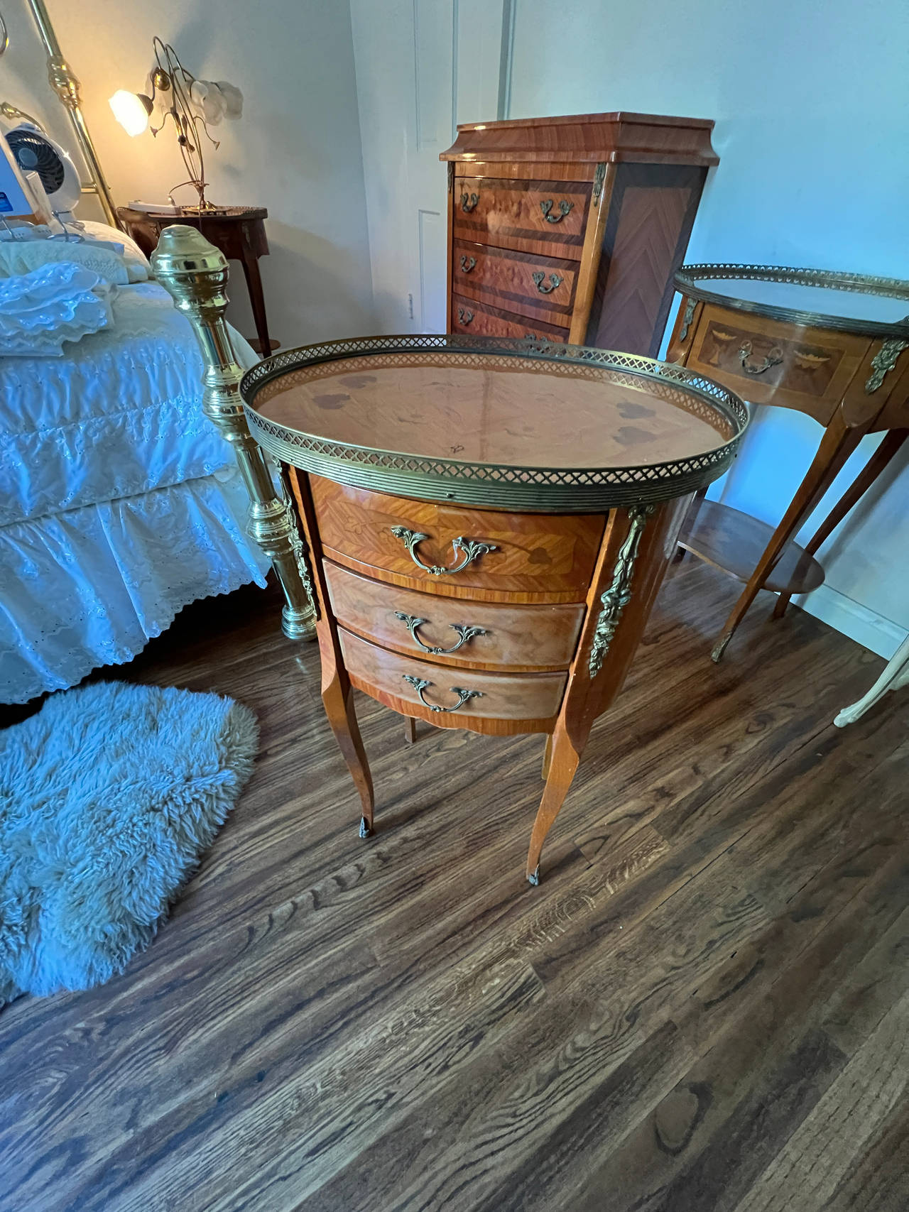 French Louis XV Style Marquetry Side Table