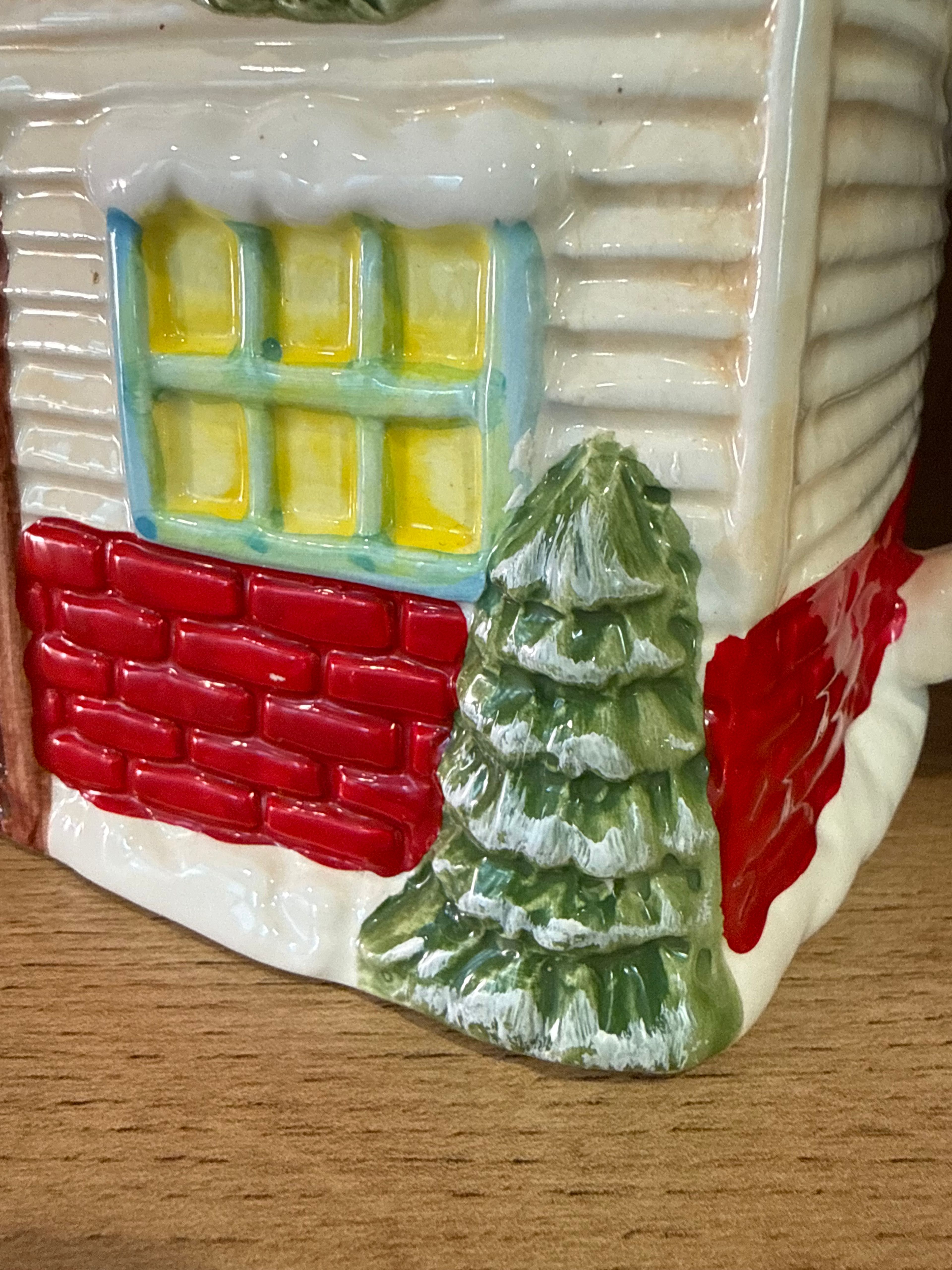 Christmas Cottage Tea Cup with Lid – Holiday House Teapot Style (Decor Only) - Image 5