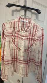 FRAME Plaid Ruffle Front Button Down Shirt - Image 3