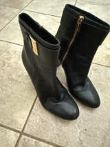 Michael Kors Black Leather Gold Hardware Ankle Boots - Size 7 - Image 1