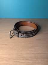 Snakeskin Pattern Leather Belt with Zig-Zag Stitching - Image 2