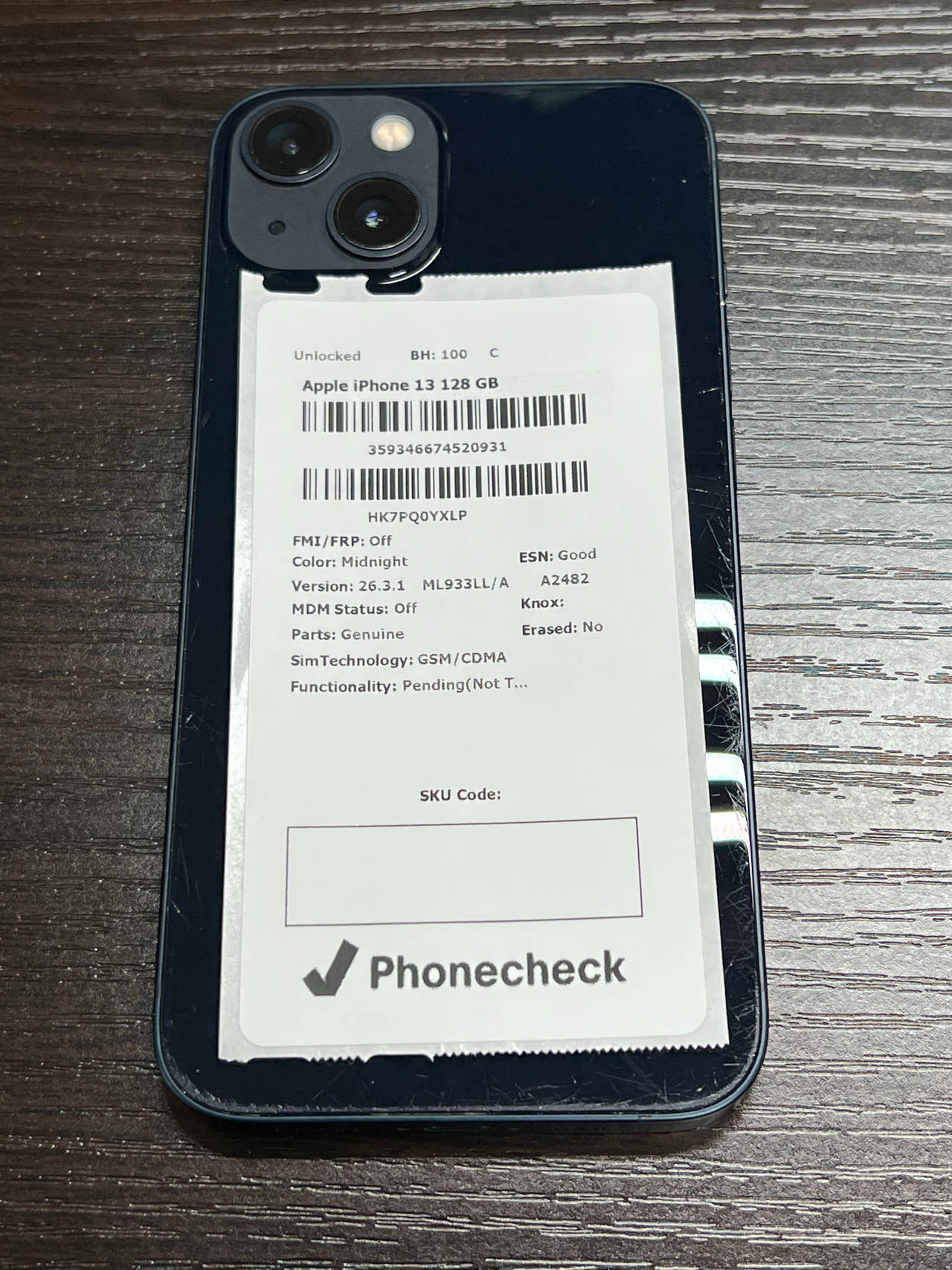 Apple iPhone 13 128GB Midnight unlocked 100% battery health