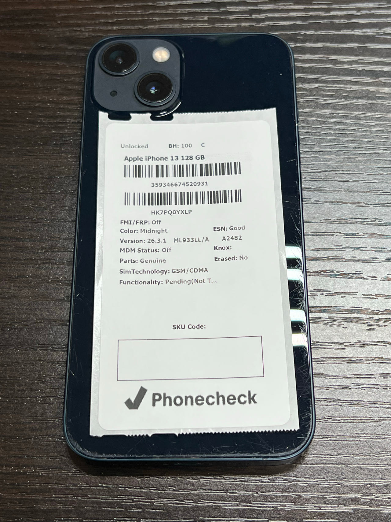 Apple iPhone 13 128GB Midnight unlocked 100% battery health