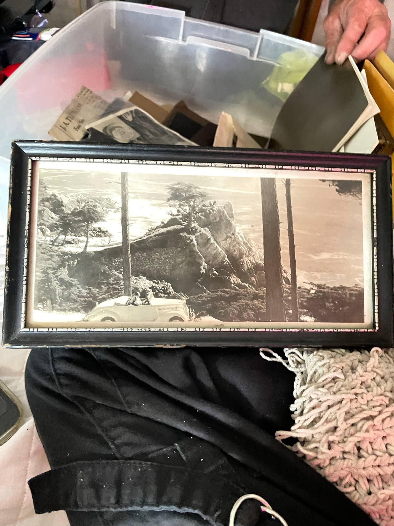 Vintage Framed Black and White Landscape Photograph