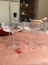 CB2 Ribbed Glass Cocktail Glasses Set - Image 3