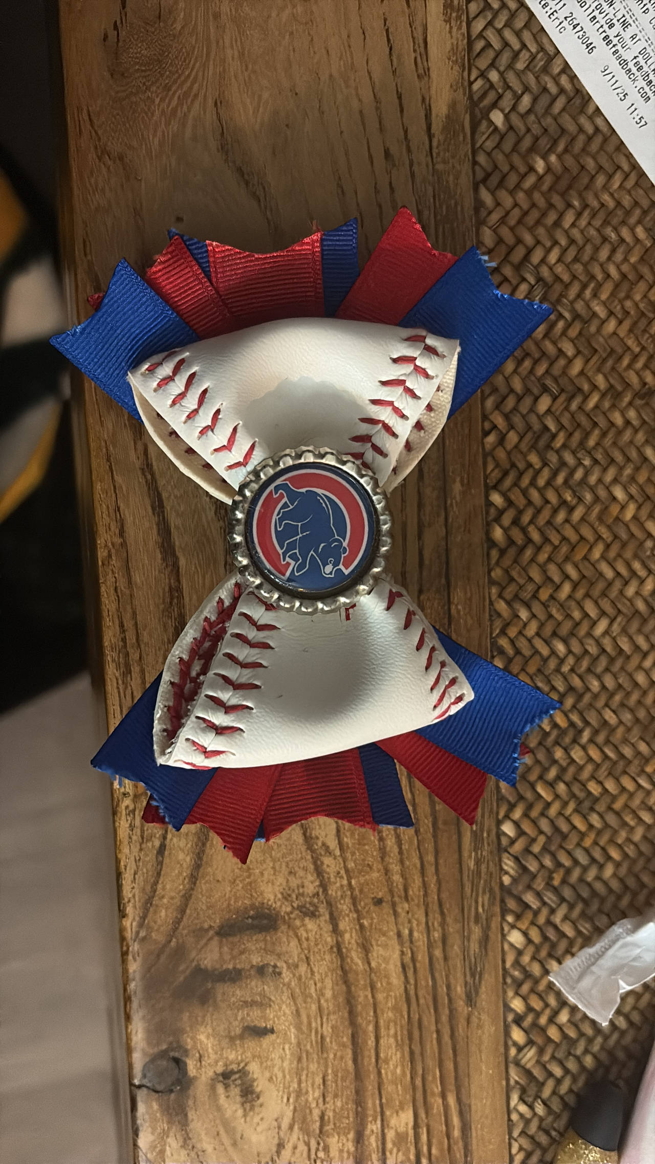 Chicago Cubs Baseball Hair Bow