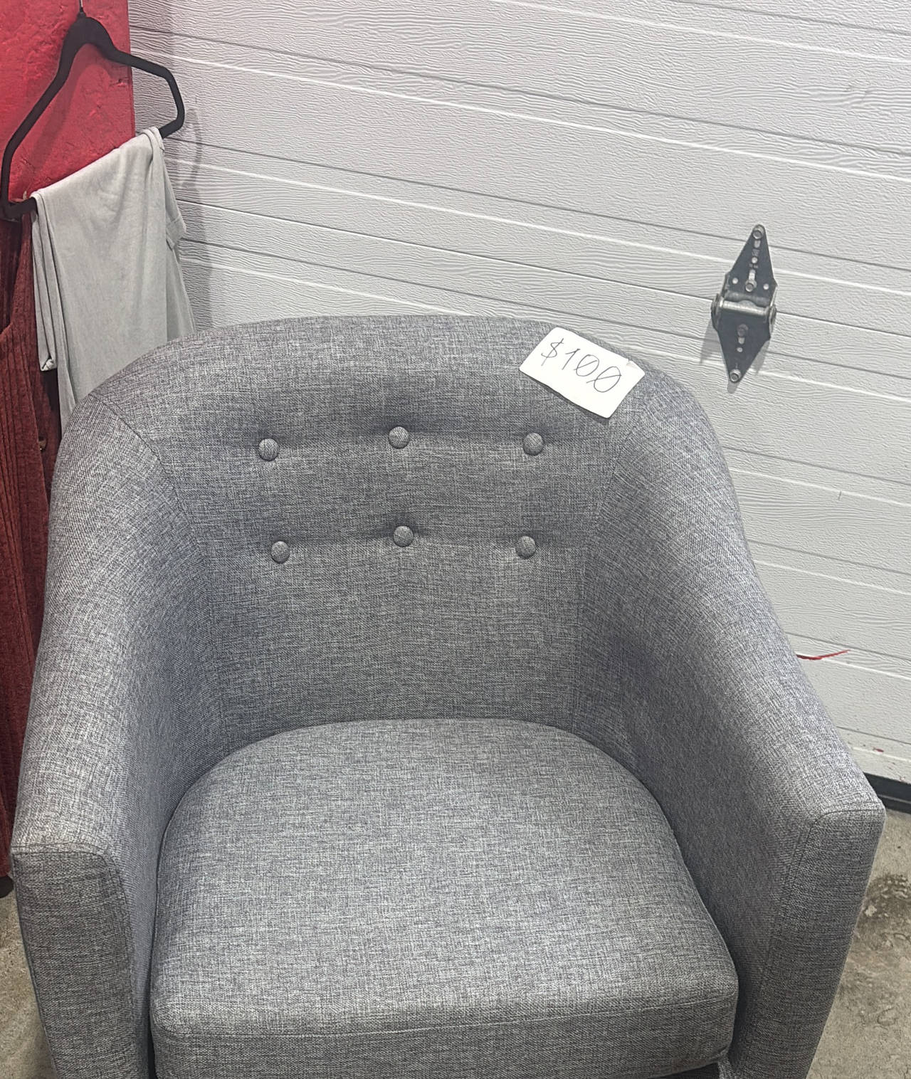 Grey Tufted Barrel Chair