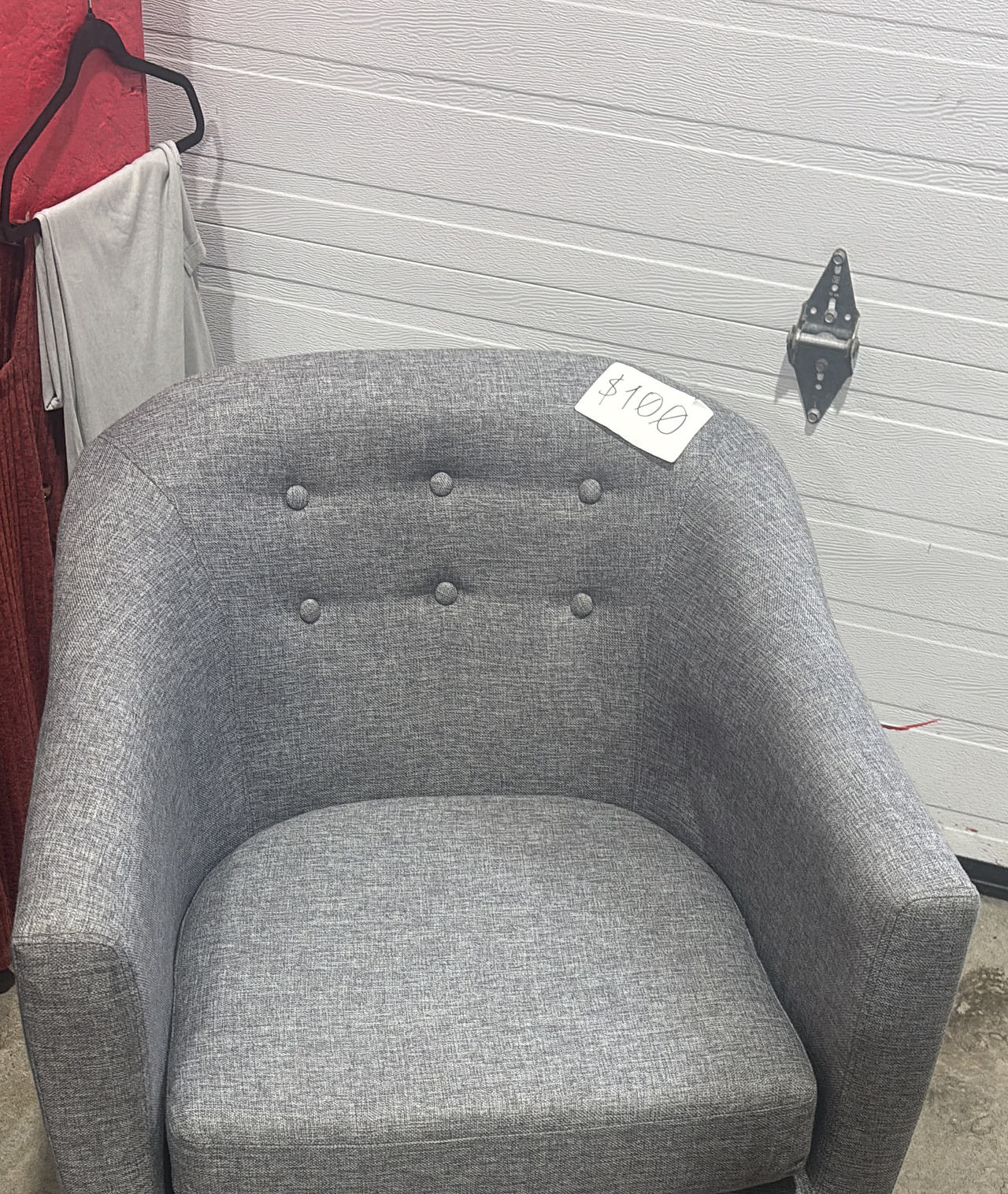 Grey Tufted Barrel Chair