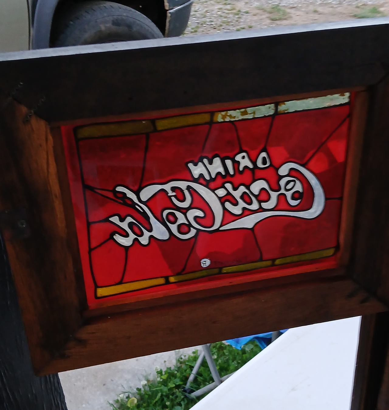 Coca-Cola Wooden Stained Glass Wall Cabinet