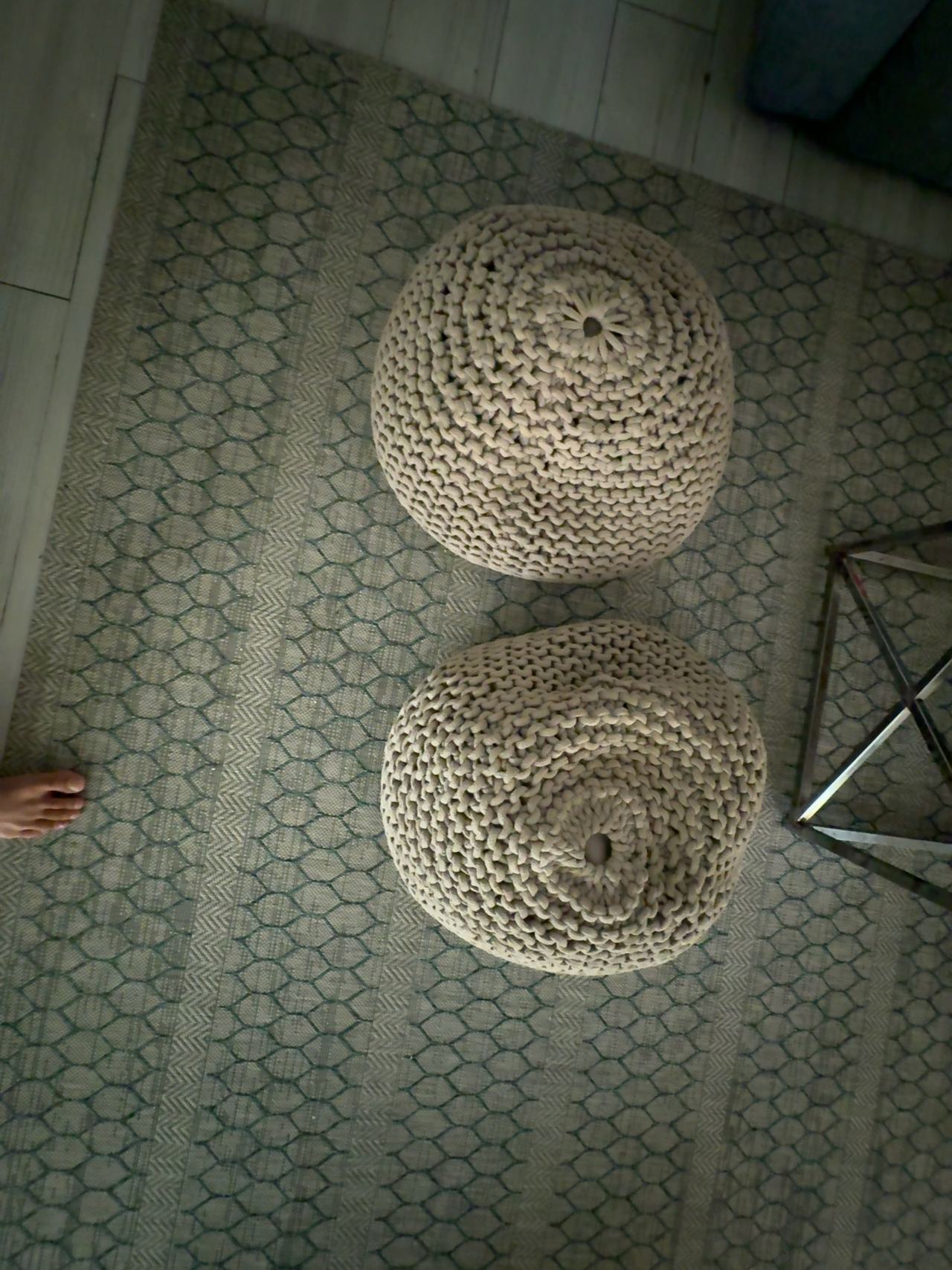 Cloverly Chunky Knit Pouf Gray