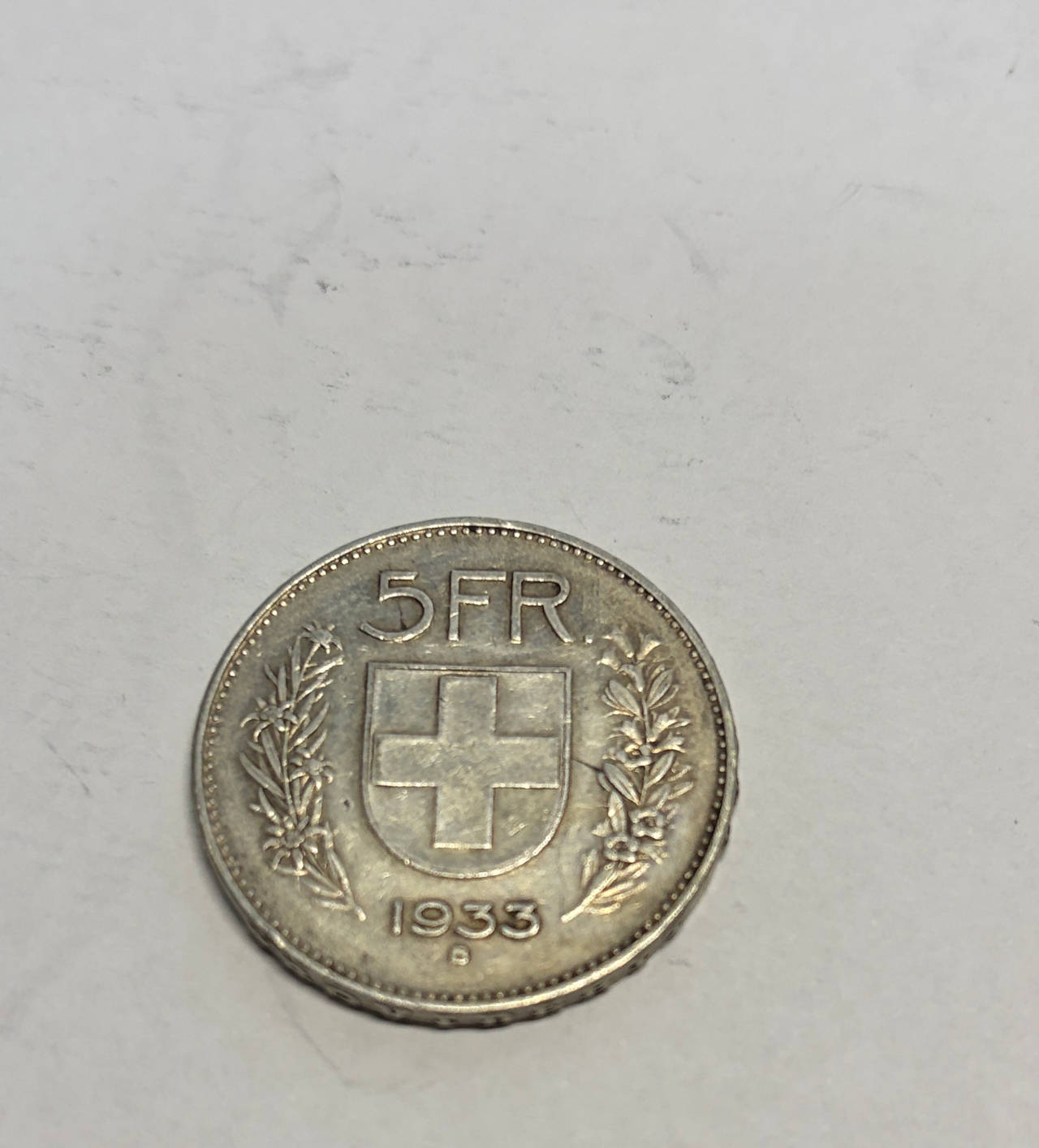 Switzerland 1933 5 Francs Silver Coin
