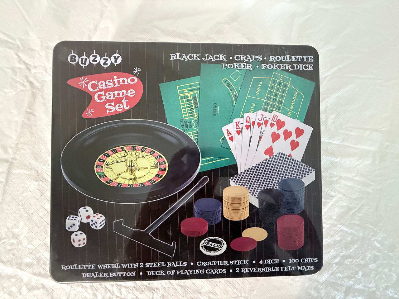 Buzzy Casino Game Set 5-in-1 Tin