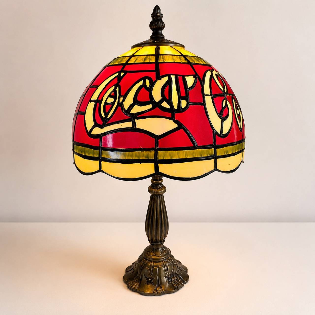 Coca-Cola Tiffany Style Stained Glass Table Lamp