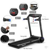 Costway 3HP Folding Electric Treadmill Running Machine w/ Speaker Blue - Image 2