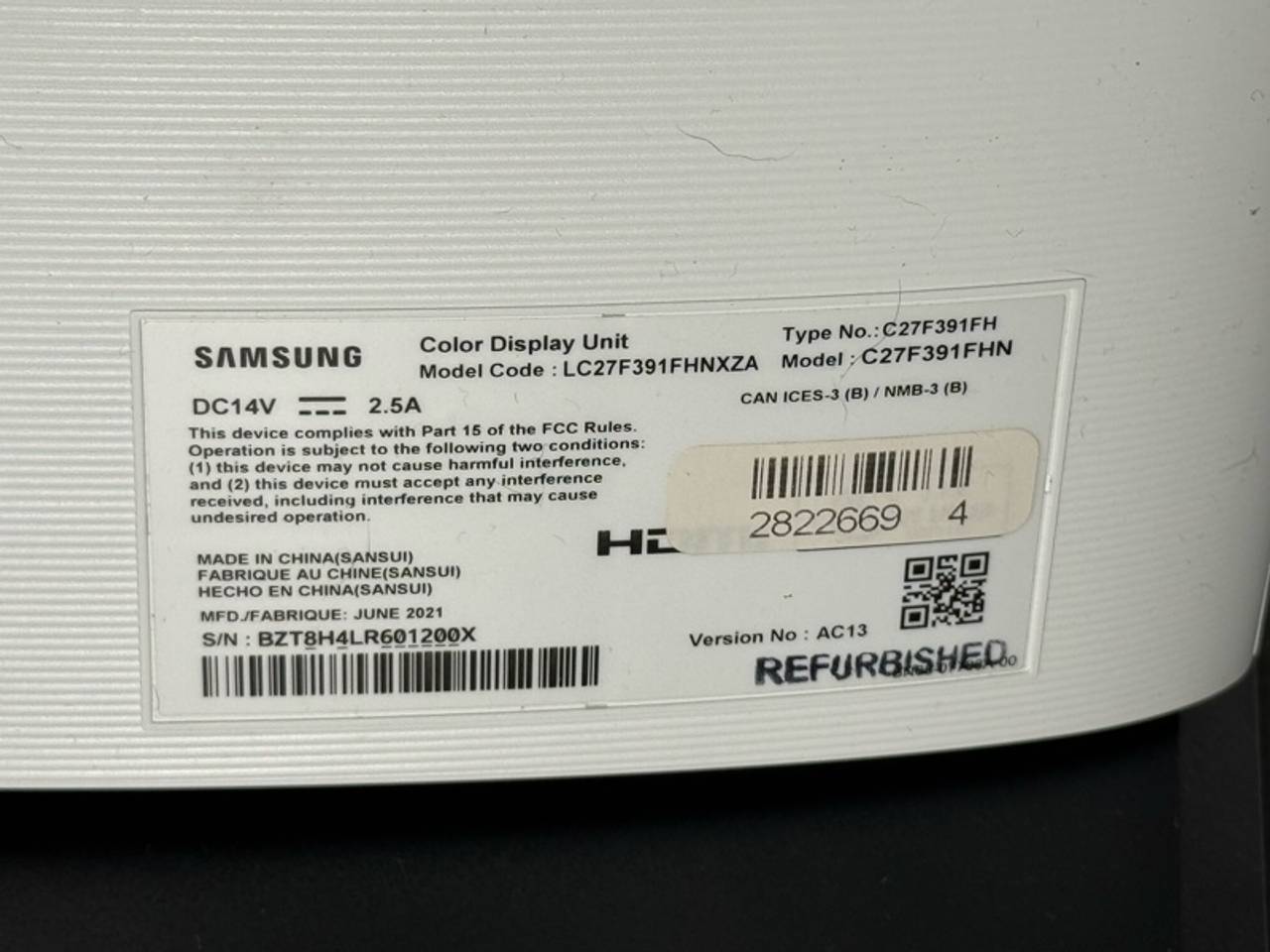 Samsung 32" CF391 Curved LED Monitor White