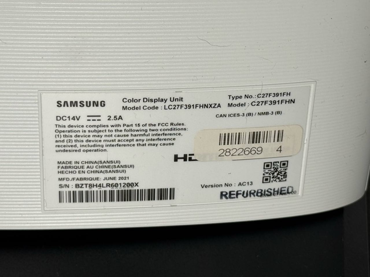 Samsung 32" CF391 Curved LED Monitor White