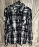 Eddie Bauer Women's Favorite Flannel Shirt large black and white - Image 1