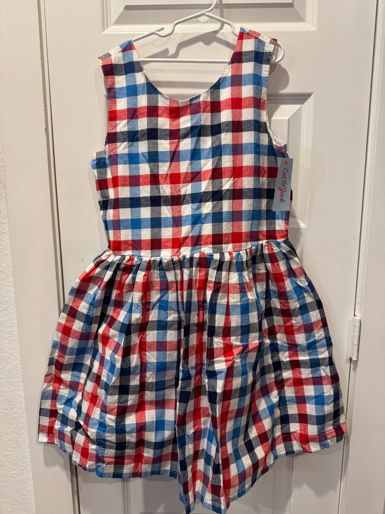 Cat & Jack Girls' Red White and Blue Plaid Dress