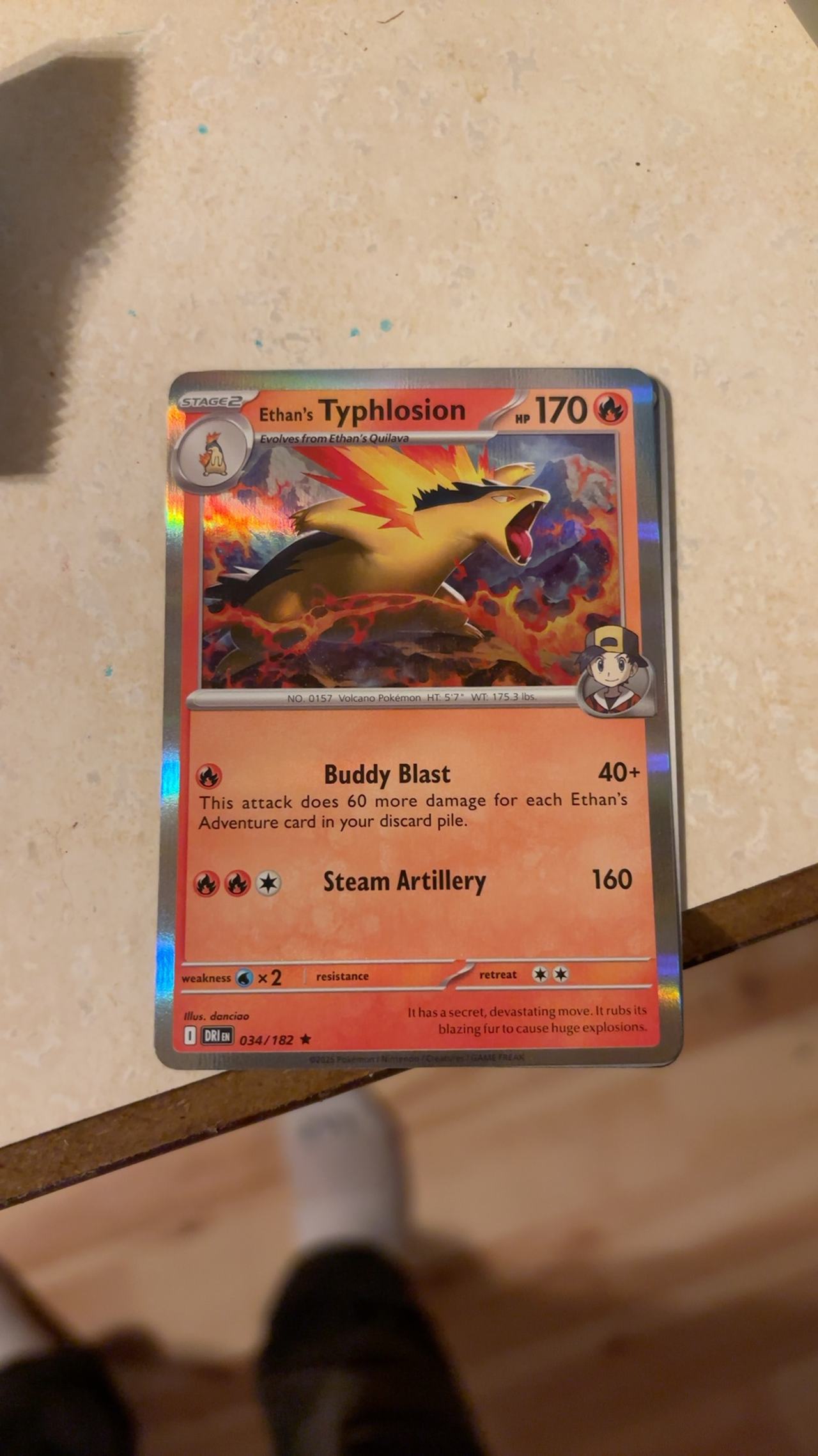 Pokémon Ethan's Typhlosion Holo Card