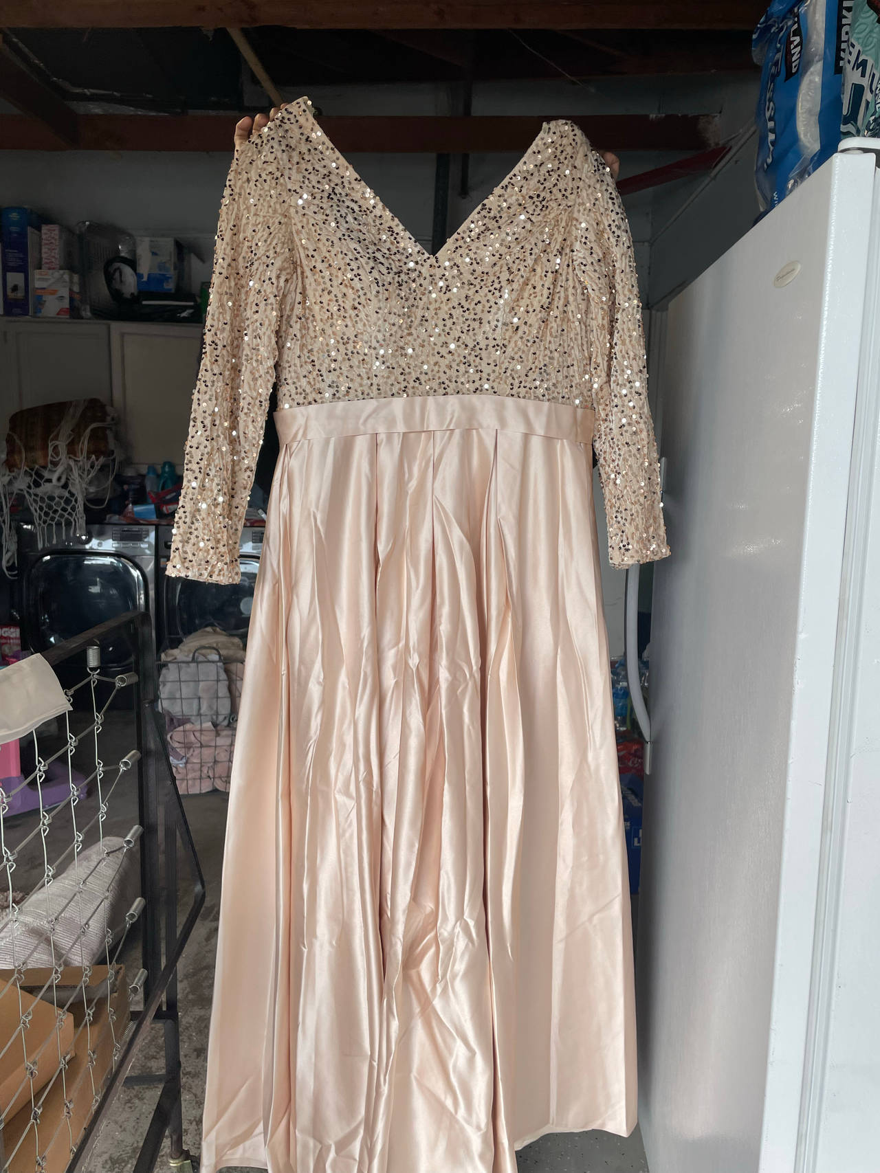 Sequin Long Sleeve Evening Gown