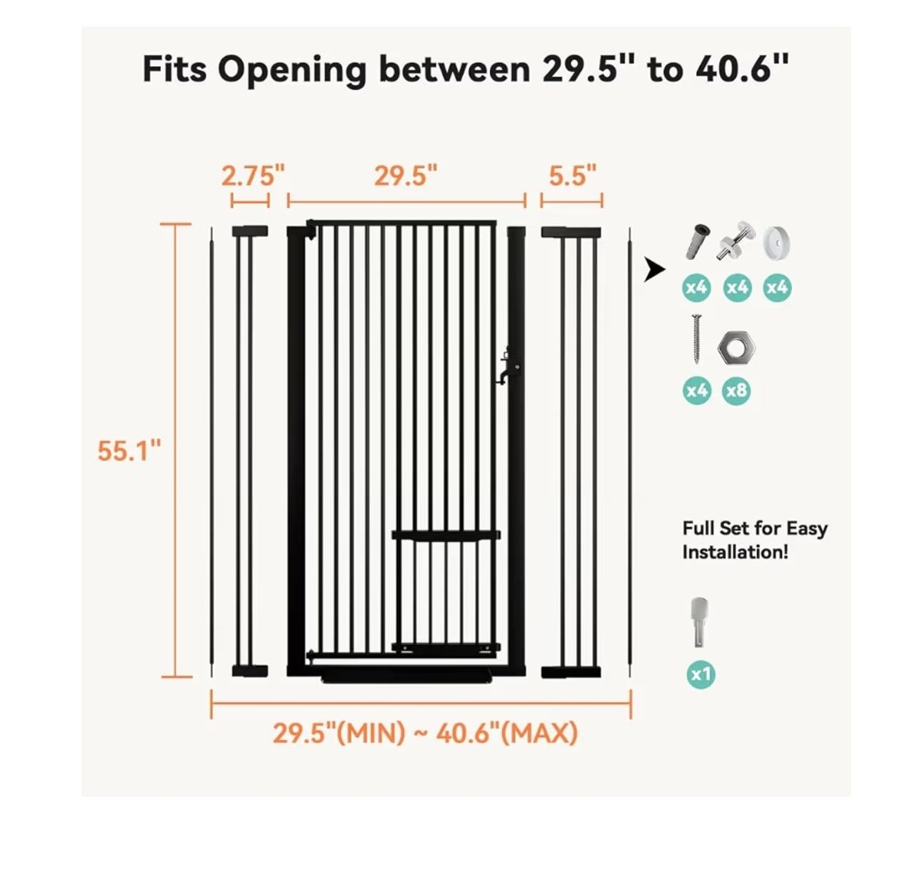 New, open box COMOMY 55.1" Extra Tall Pet Gate.