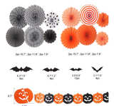 YUNISON Halloween 12pcs Paper Fan Decorations Kit DIY Ceiling Hanging Paper Fans - Image 3