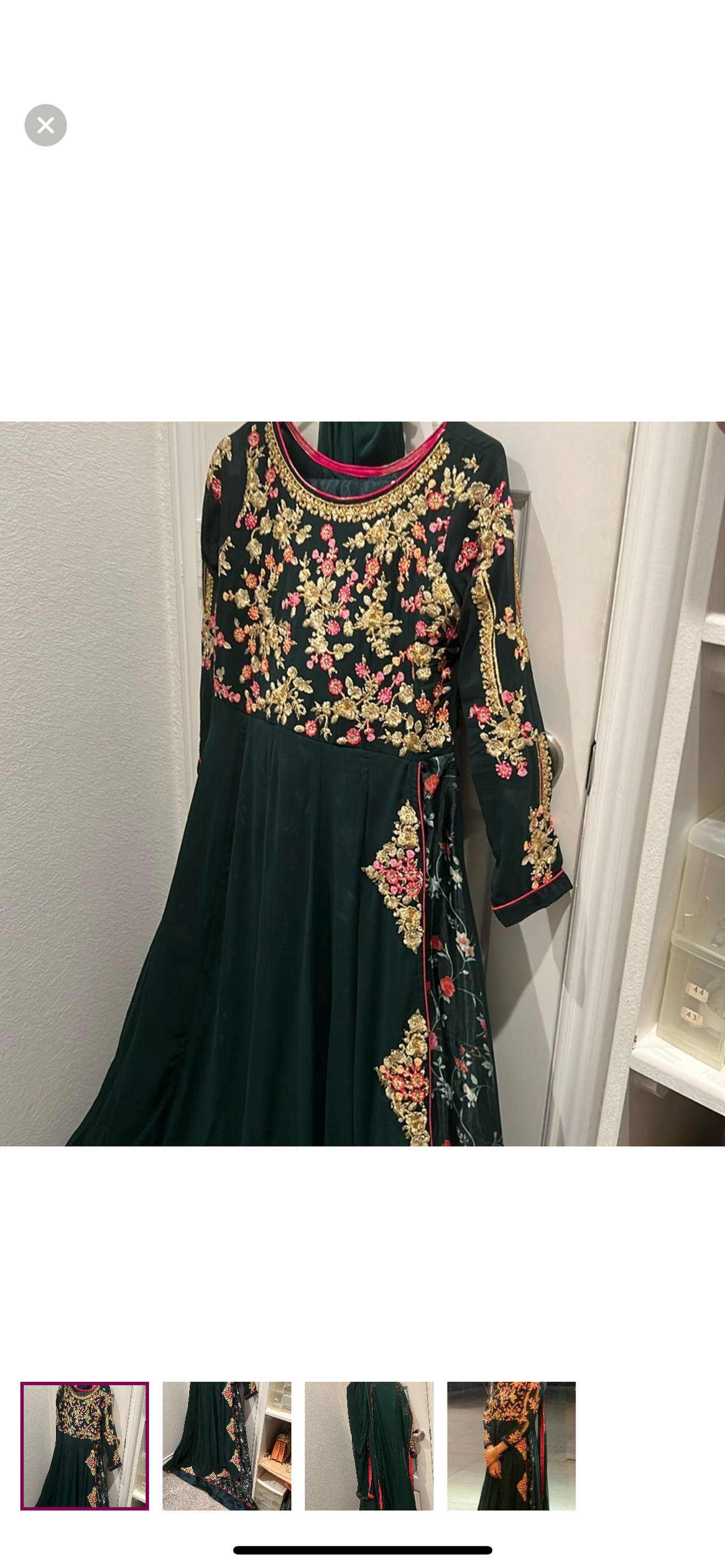 Embroidered Anarkali Dress with dupatta and pants
Chest 17 length of dress 52