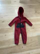 Carhartt Infant 9-Month Fleece Zip-Front Coverall Maroon - Image 1