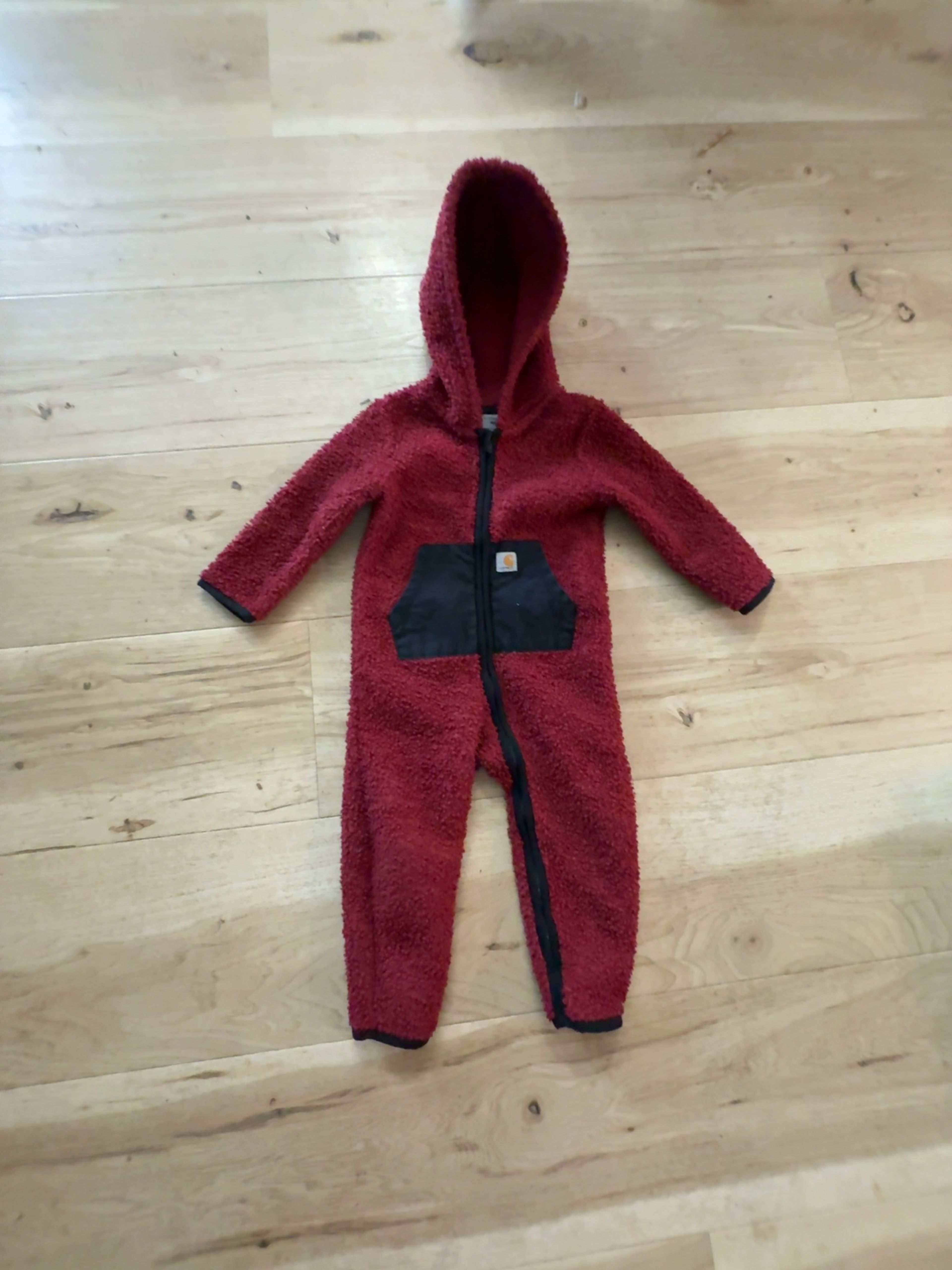 Carhartt Infant 9-Month Fleece Zip-Front Coverall Maroon
