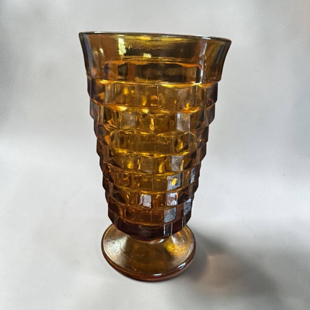 Vintage Indiana Glass Whitehall Amber Footed Tumblers - Set of 6