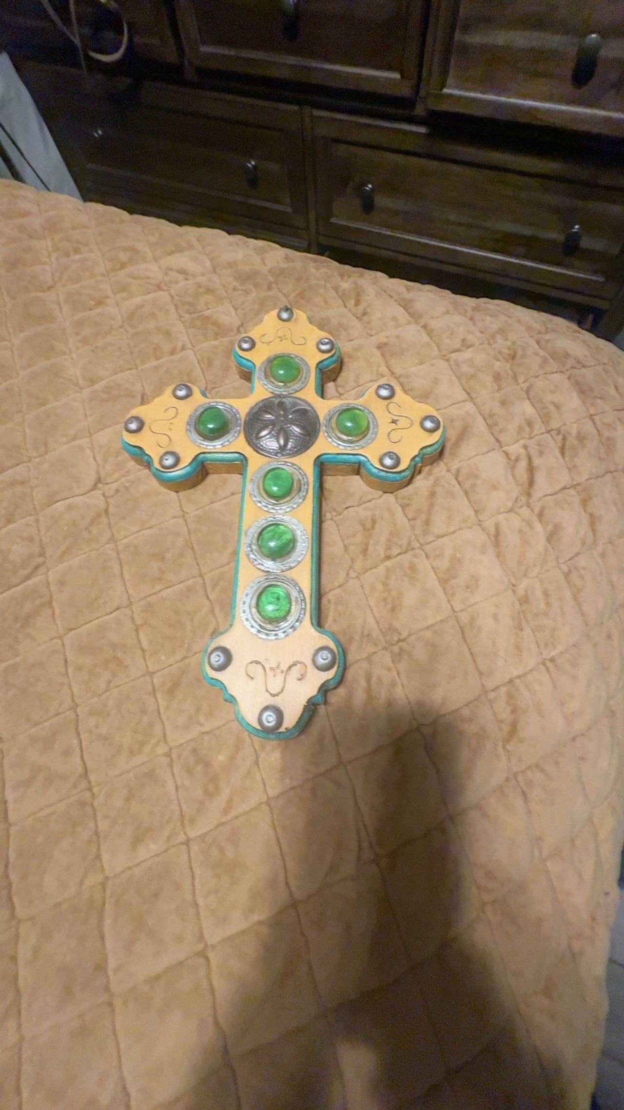 Olive Wood Cross with Mother of Pearl