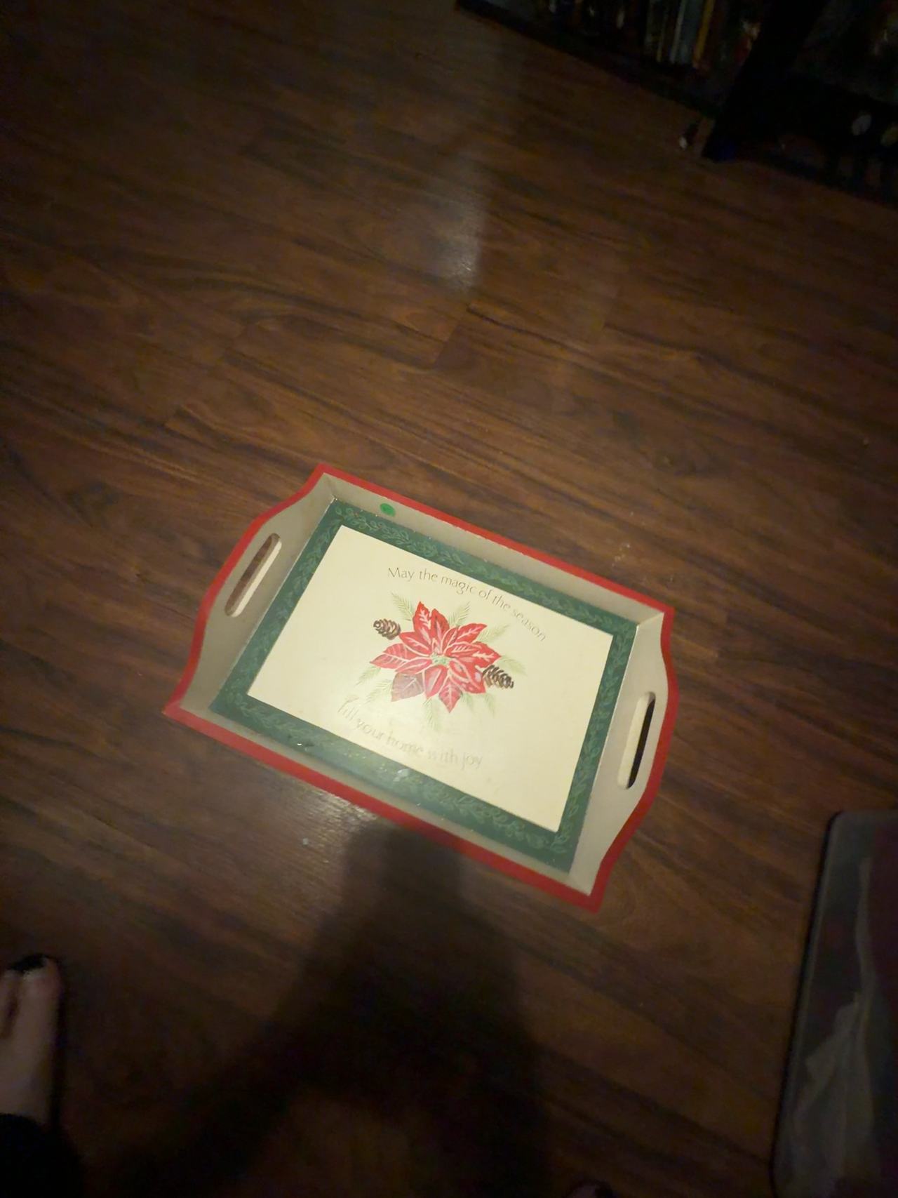 Vintage Poinsettia Red Serving Tray