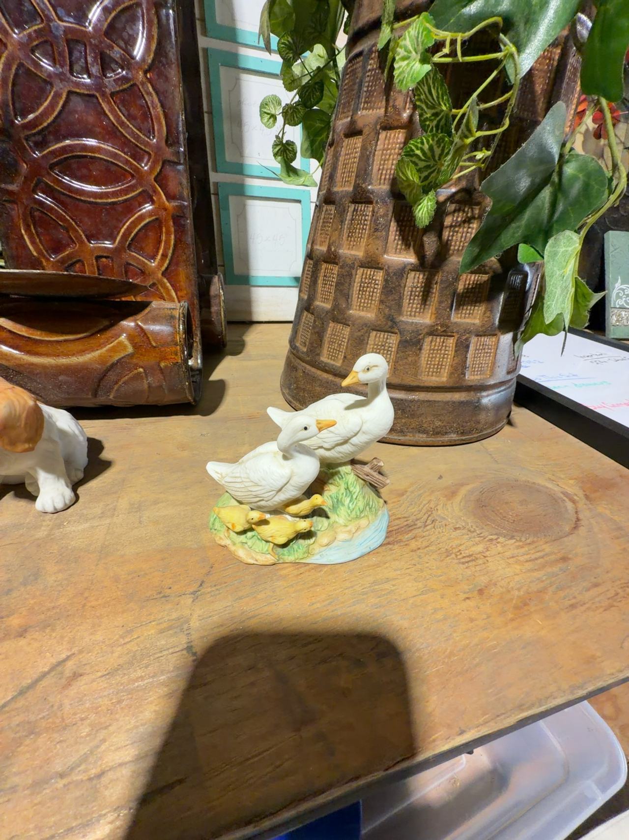 Homco Family of Geese Figurine White with Yellow Babies