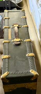 Antique USDA Office of Public Roads Field Trunk Brass Leather Federal Works WWII - Image 4