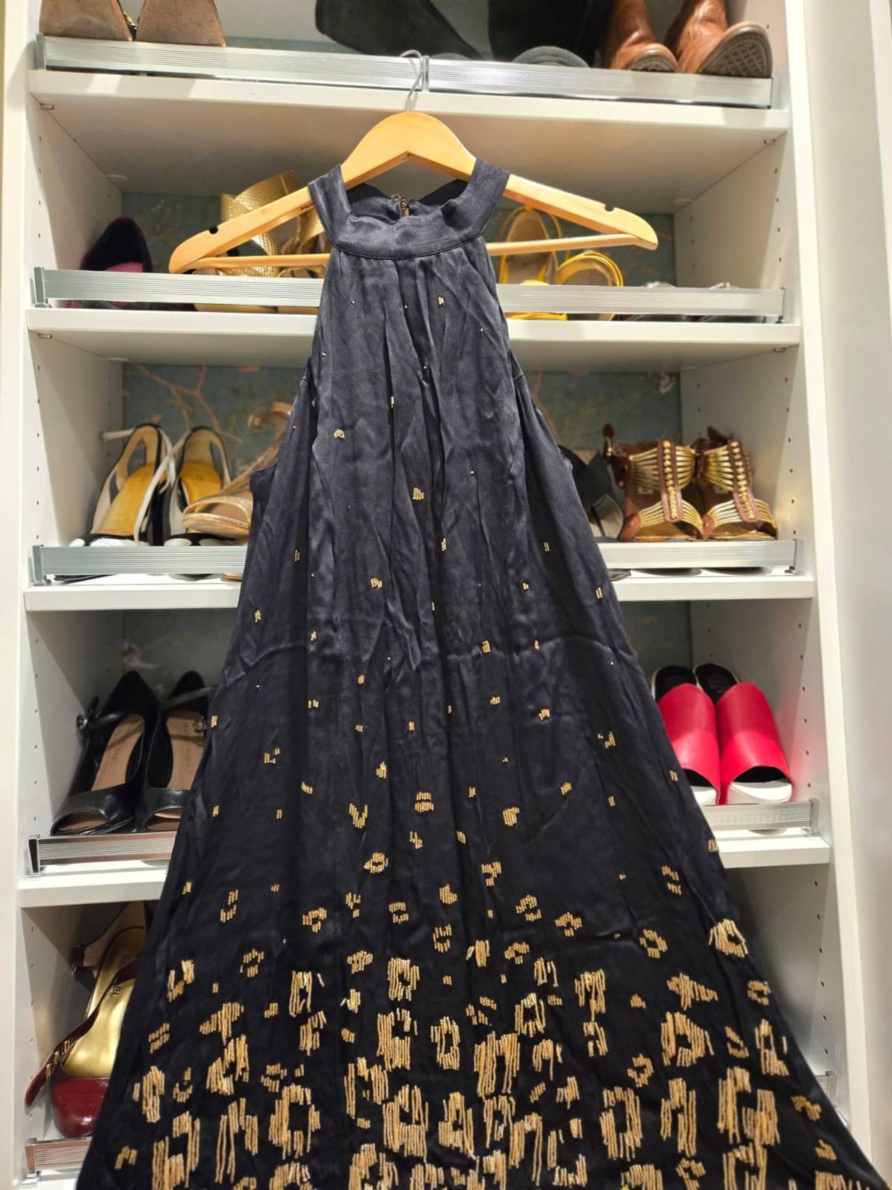 Black dress with gold embroidery 