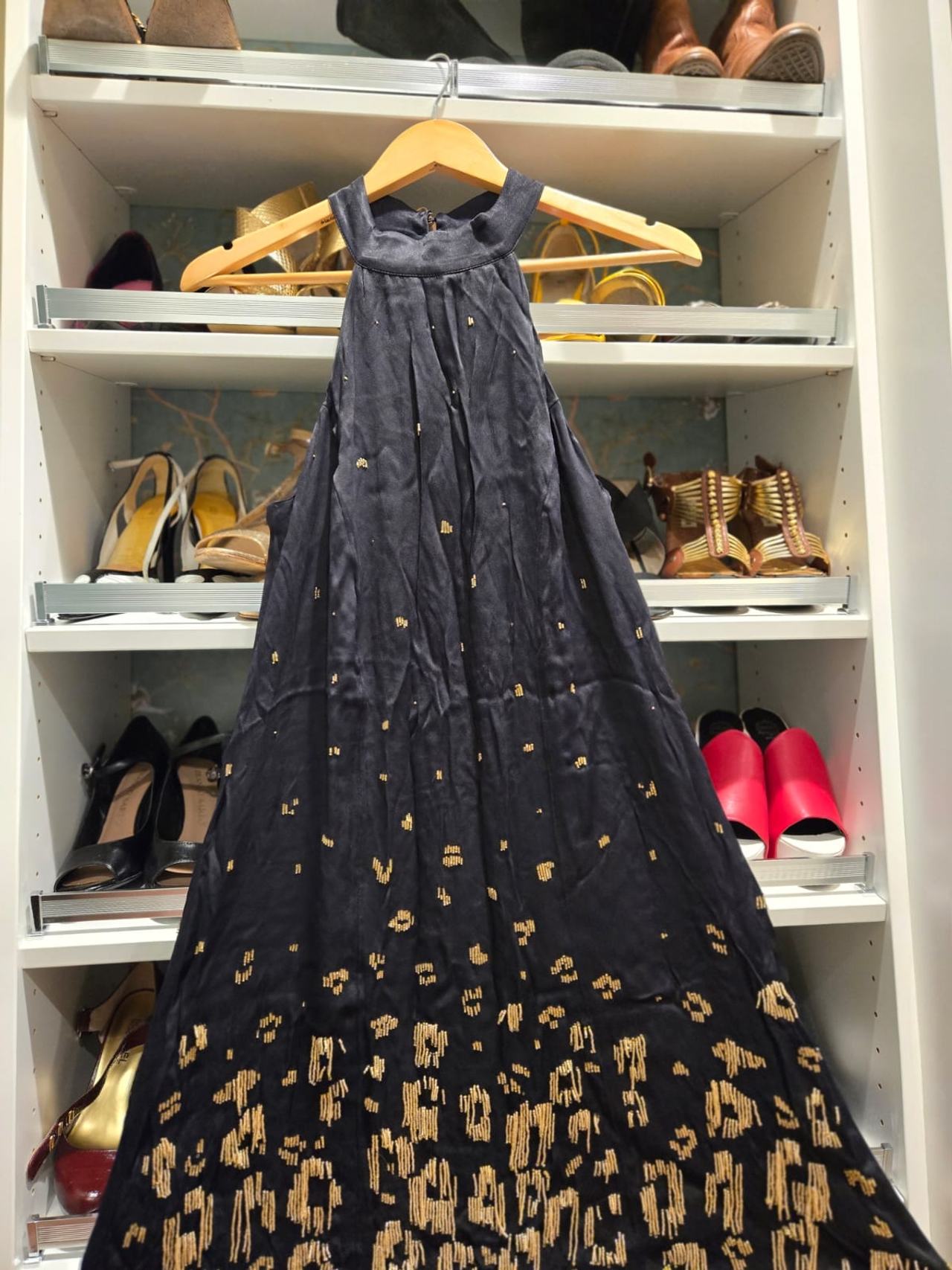 Black dress with gold embroidery 