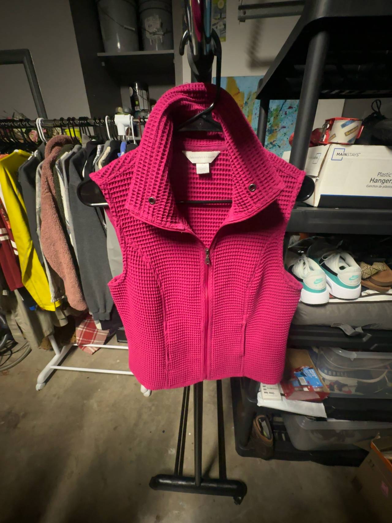 Christopher & Banks Magenta Waffle Vest with Pockets Womens size small