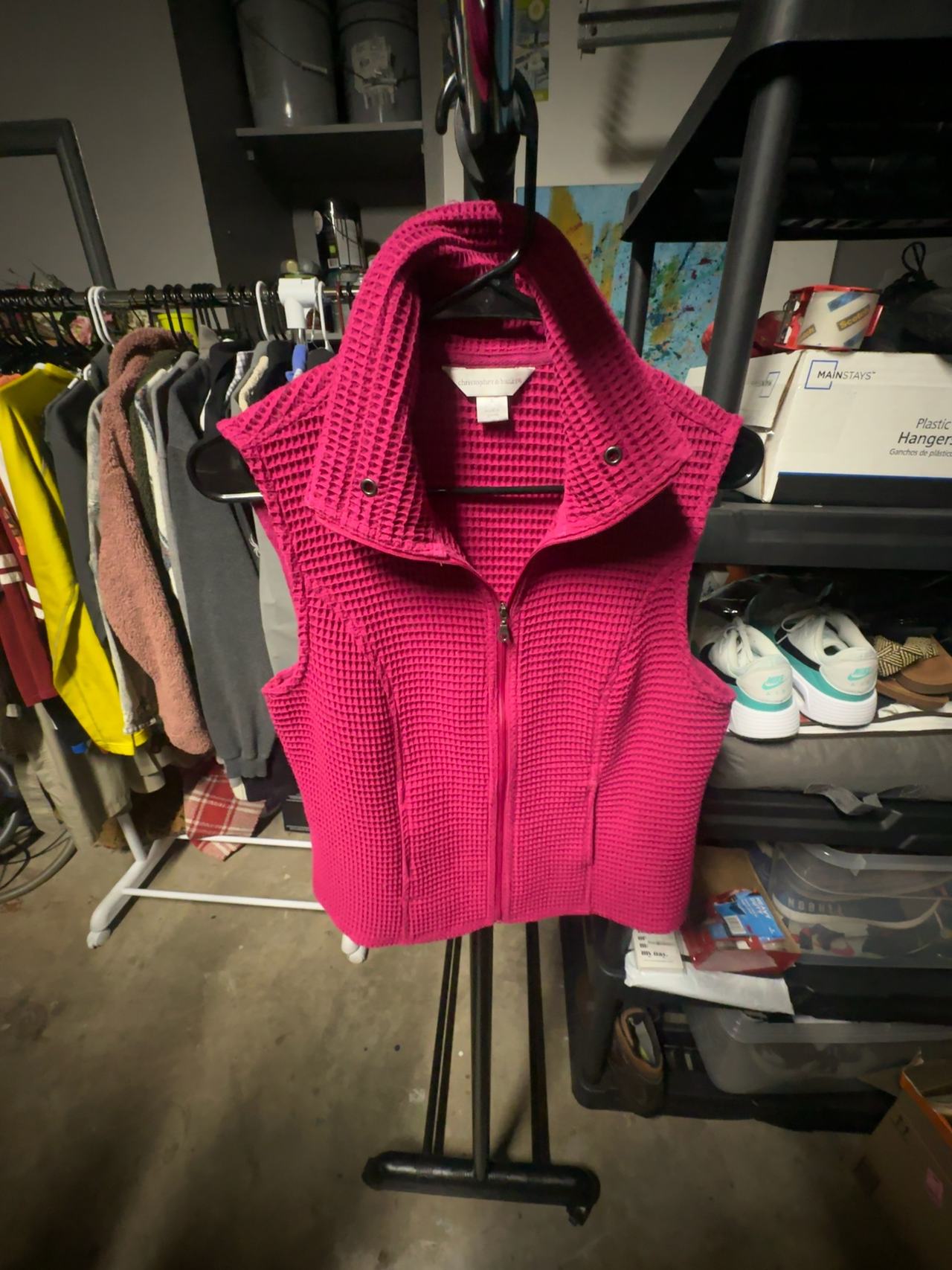 Christopher & Banks Magenta Waffle Vest with Pockets Womens size small