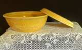 Vintage Homer Laughlin sunny Yellow Embossed Oven Serve Baker & Lid Bowl OS-54 - Image 4