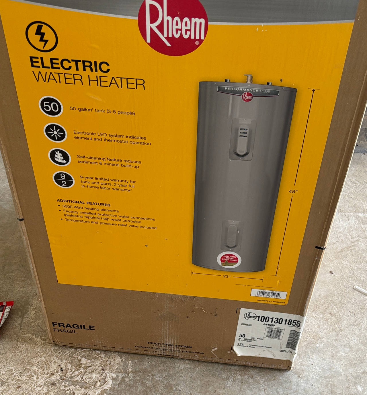 Rheem Performance Plus 50 Gallon Electric Water Heater