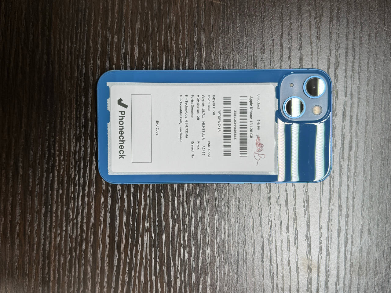 Apple iPhone 13 128GB Blue Unlocked 96% Battery Health
