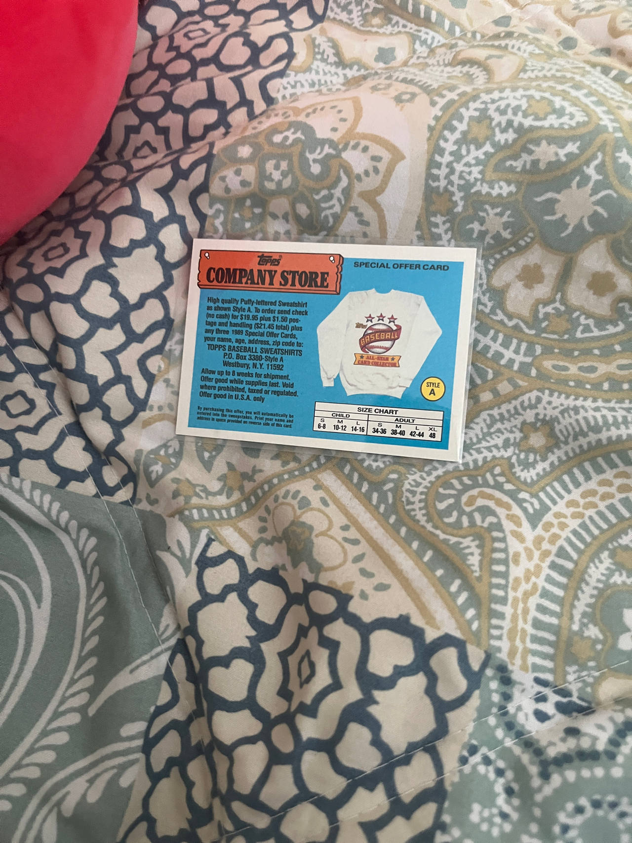 Topps Company Store Baseball Sweatshirt Offer Card