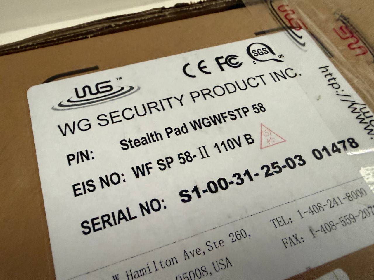 WG Security Stealth Pad WGWFSTP 58-II